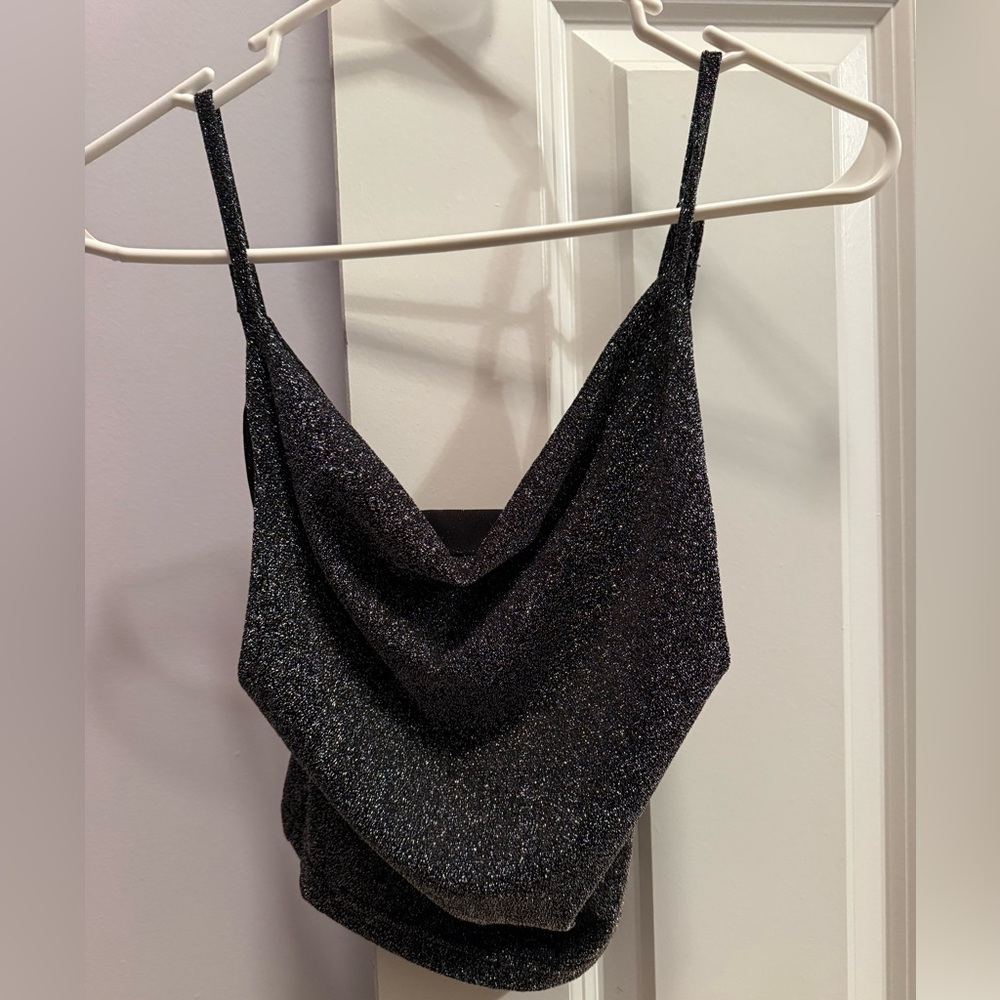 Elegant Black Glittery Women's Top